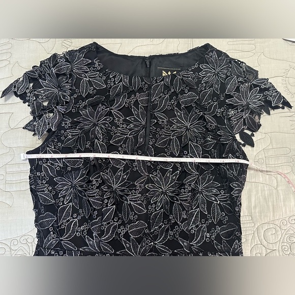 NWT Milly Shayna Foiled Guipure Dress 6 Black Silver Lace - Picture 11 of 12